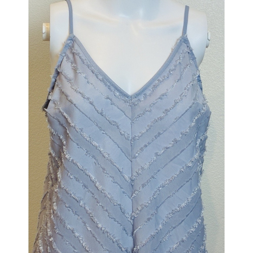 Intimately Free People Pastel‎ Blue Boho Chic Chevron Fringe Tank Top Size M